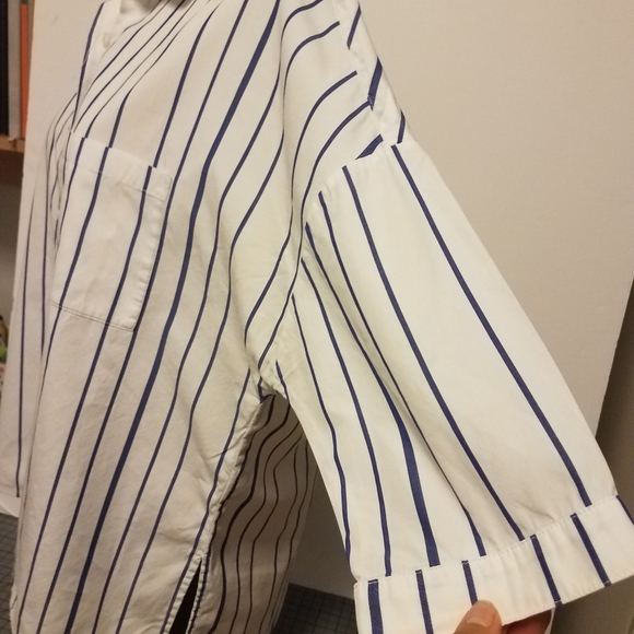 Ochirly White&Blue Striped Courier Shirt Sz M. - Picture 7 of 11